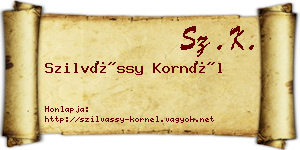 Szilvássy Kornél névjegykártya