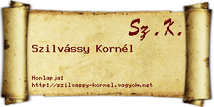Szilvássy Kornél névjegykártya